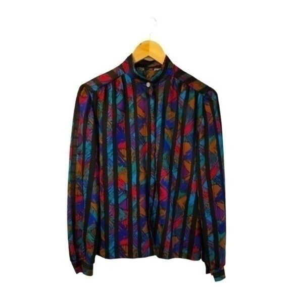 Blair Vintage Mandarin Collar Blouse Small  5 0076 - Picture 1 of 5